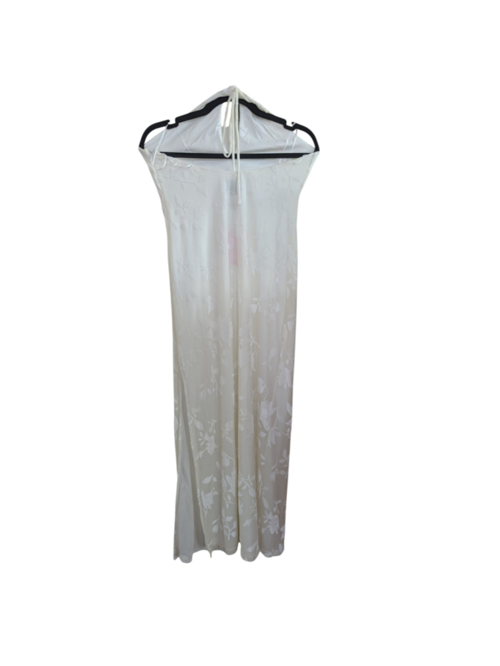 Hello Molly Maxi Dress Size 6 Eggshell Floral Embossed Halter Keyhole NWT Formal - Picture 3 of 12